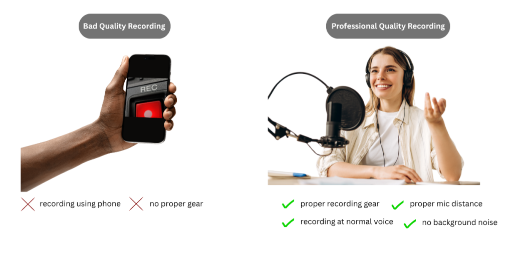 Difference between bad quality recording and professional quality recording