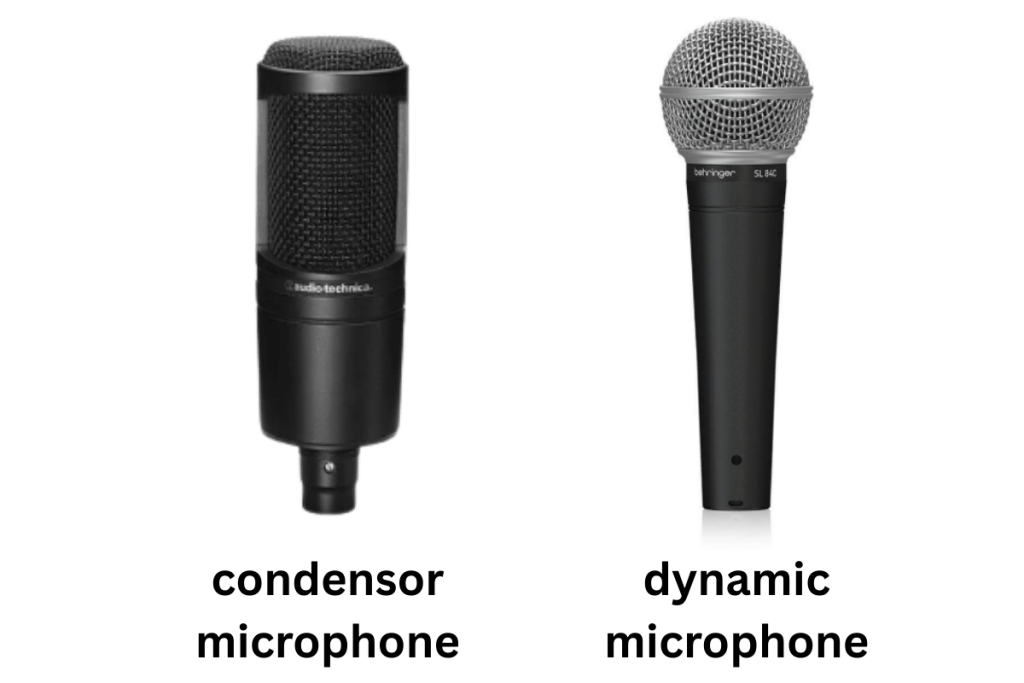 Condenser microphone and dynamic microphone